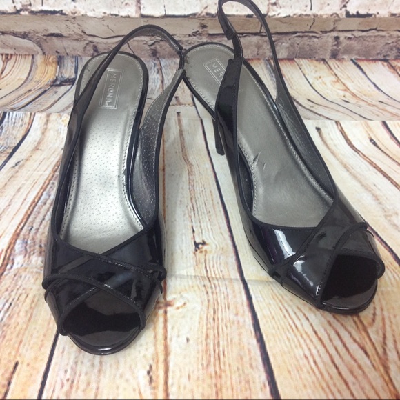 Merona Shoes - Black open toe sling back heels